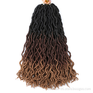 18inch Gypsy Locs Crochet Faux Nu Loc Wavy Goddess Boho Dreadlocks Twist Braiding Hair Extension Gypsy